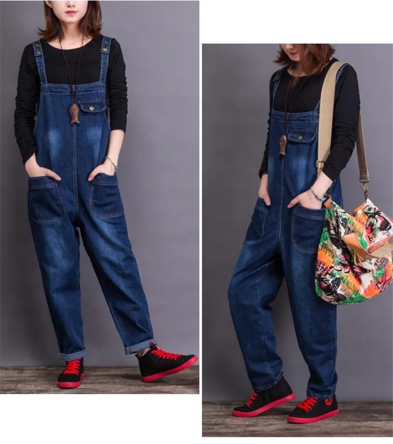 Весна, новая Корейская версия, свободный джинсовый комбинезон большого размера, женские брюки, эластичный комбинезон, размер S-5XL 6XL