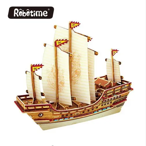 

Robotime 3D DIY Zheng He Sail Boat Wooden Puzzle Handmade Ship Miniature BA401S