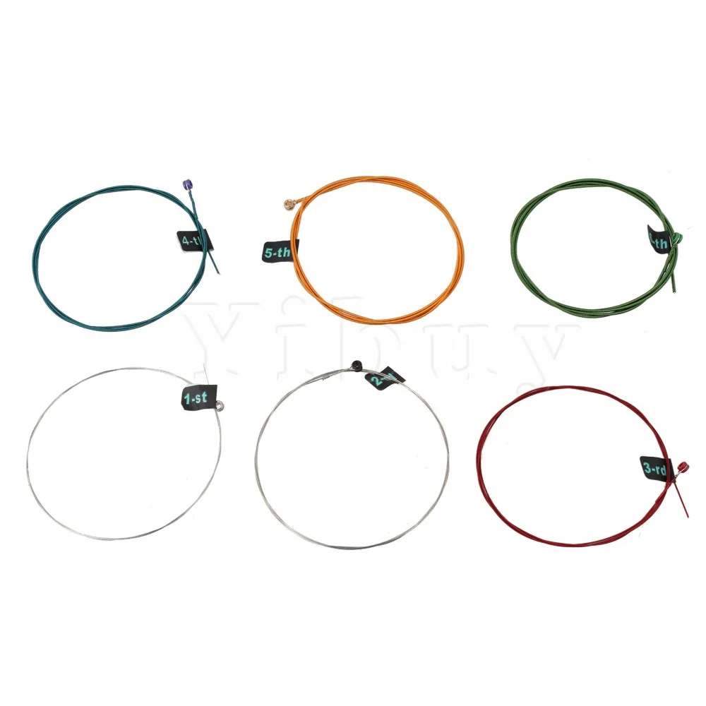 

Yibuy 6pcs CA90C-SL Rainbow Colorful Color Strings For Acoustic Guitar 011-052