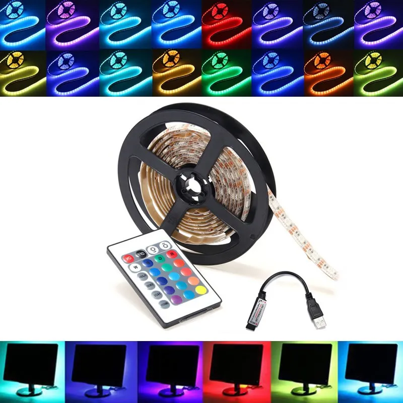 

Smuxi USB 0.5/1/2/3/4/5M RGB 5050 LED Strip Light PC TV Back Lighting + Remote Control