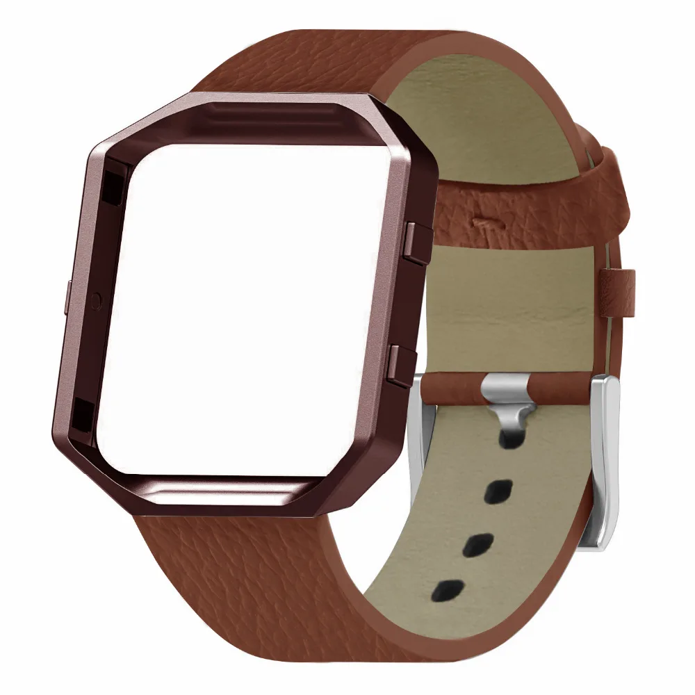 

Genuine Leather Replacement Band with Metal Frame for Fitbit Blaze smart watches small large Fitness Women Men