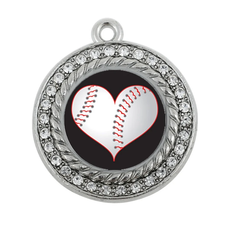 

HEART OF A BASEBALL PLAYER CIRCLE CHARM FOR necklace bracelet earring
