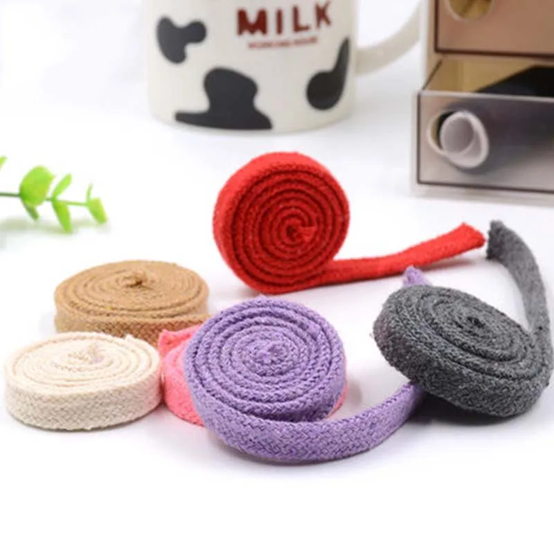 

5meters/lot Flat Rope Cotton 1cm Width Pants Cap Rope DIY Handmade Braided Rope