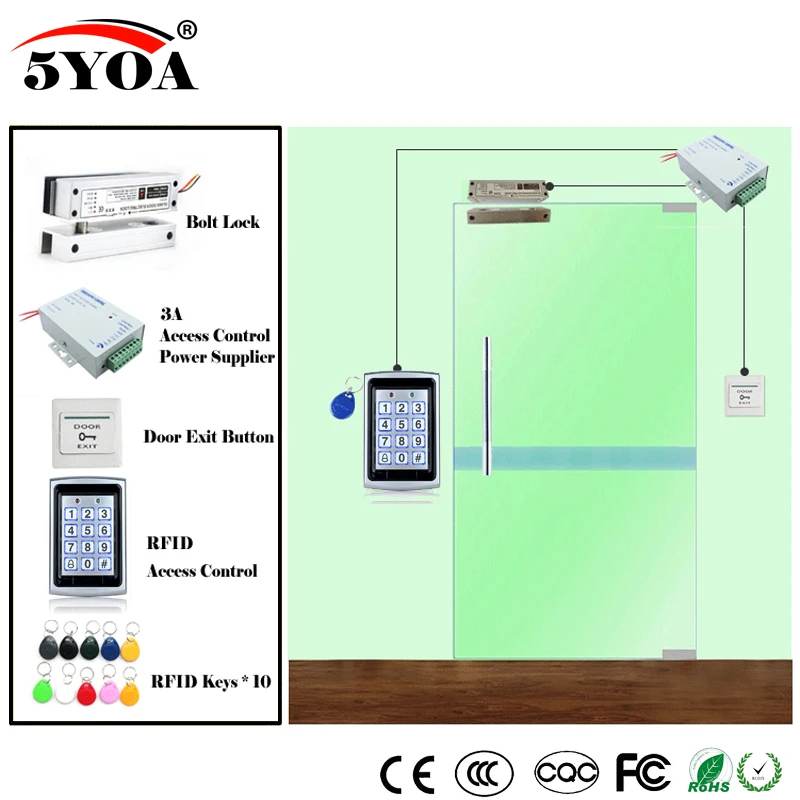 RFID система контроля доступа комплект деревянные очки дверной комплект+ Электрический магнитный замок+ ID карты Keytab+ источник питания+ кнопка выхода
