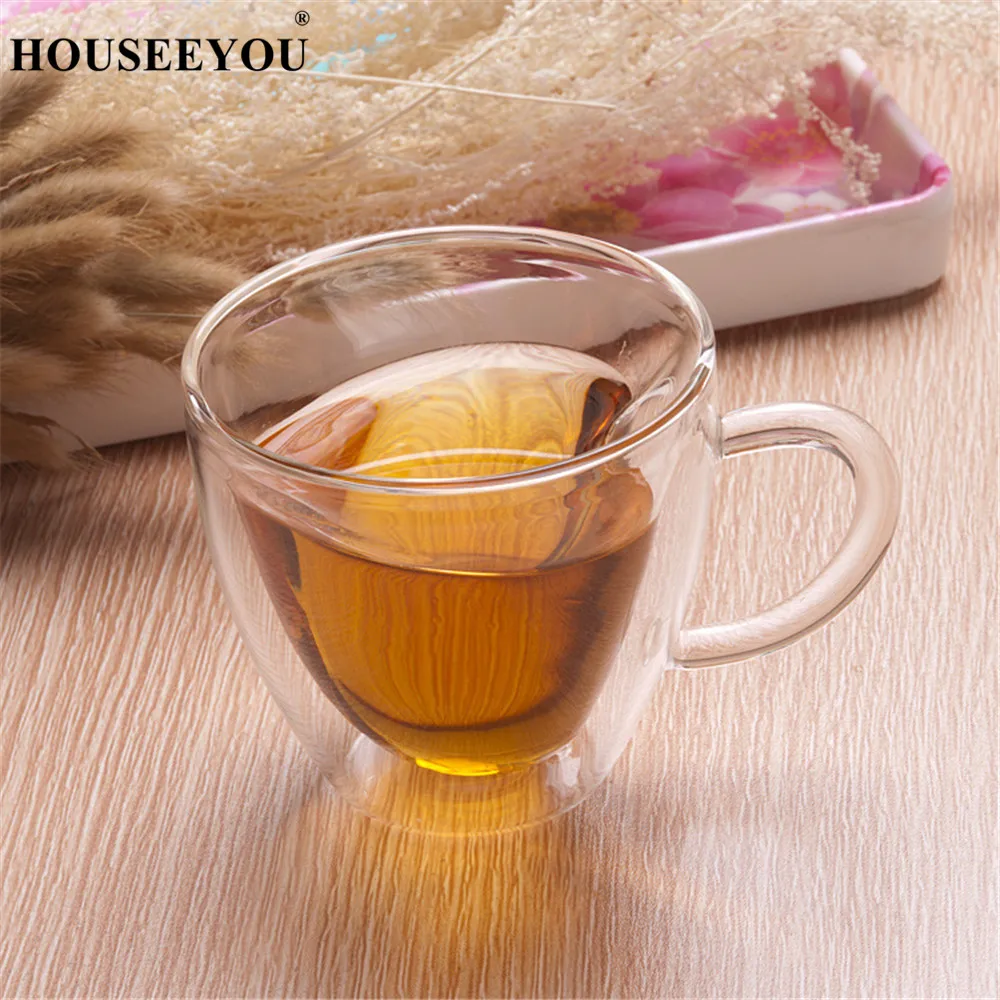 HO использовать EYOU креативные двухслойные чайные чашки в форме сердца, чашки для чая, сока, кружка, посуда для напитков молока кофе, бар, ресторан