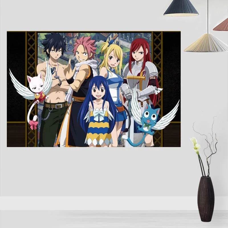 

New Arrival Fairy Tail Anime Posters On The Wall Modern Vertical/Horizontal Rectangle Poster Silk Fabric Cloth Wall Art Unframed