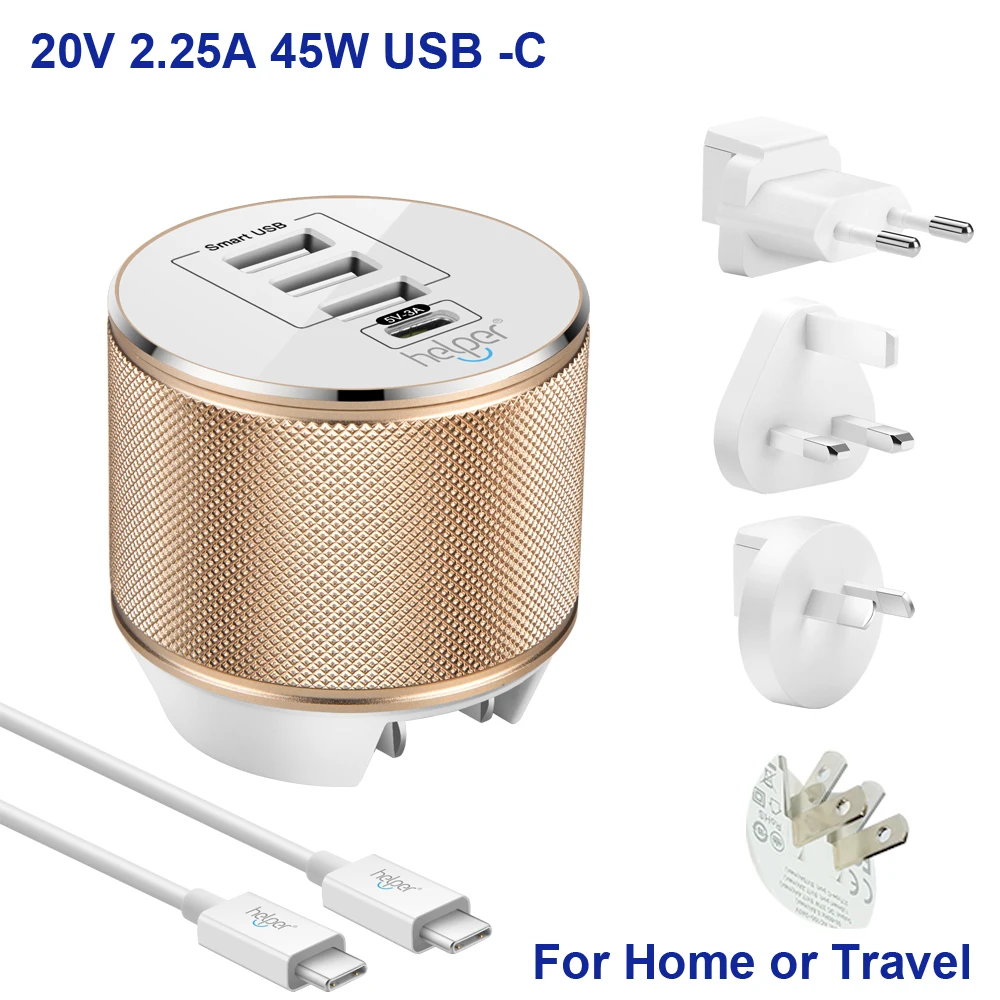 

4-Port Travel USB Charger with 5V/3A 15W USB-C and 5V/2.4A USB for Nintendo Switch, Google Pixel, Lumia 950,Oneplus & More