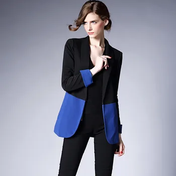 

J40711 HIGH QUALITY New Fashion 2018 Designer Blazer Jacket Women's Classic Black Blue Color Block Metal Buttons Blazer