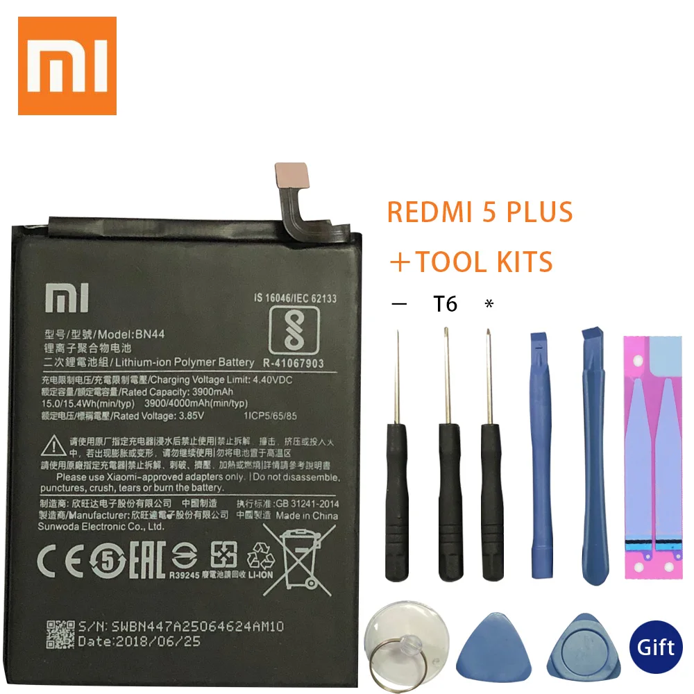 

Xiao Mi Mobile Phone battery 4000mAh High Capacity Polymer Replacement Strong Endurance Battery BN44 For Xiaomi Redmi 5 Plus