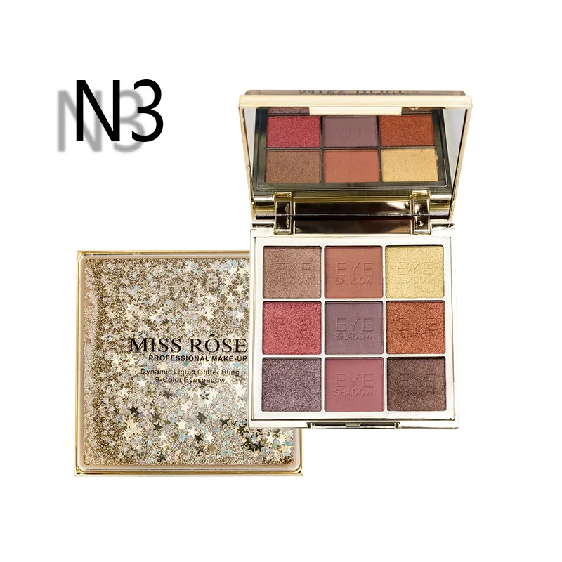 

MISS ROSE 9 Color Glitter Mirage Quicksand Pearlescent Eyeshadow Palette Shimmer Matte Eyeshadow Palette Sombras Para Ojos TSLM2