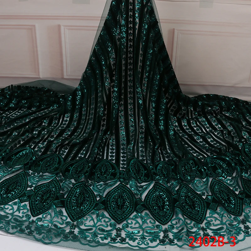 

High Quality 2019 French Sequence Laces African Latest Velvet Lace Fabrics with Sequins for Evening Dress AMY2402B