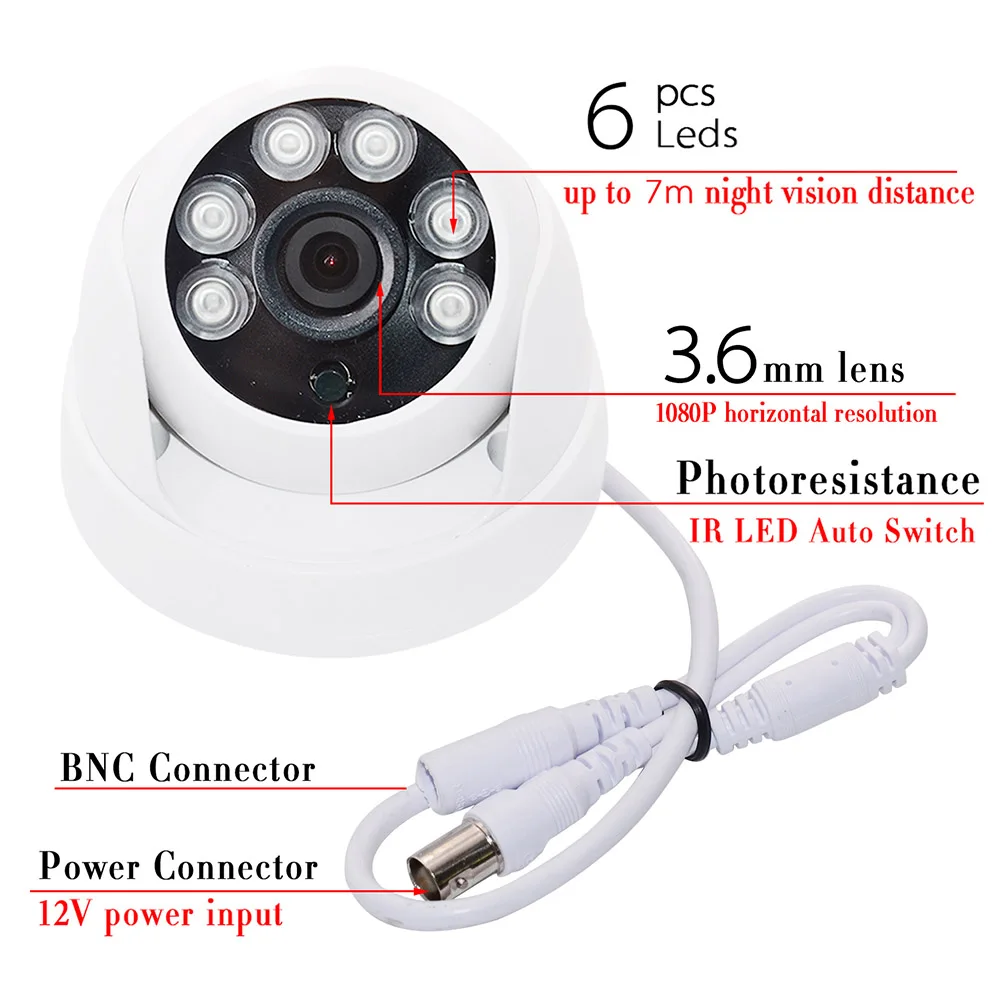Newly One Set Dome CCTV Camera with 6pcs LED 1080P HD Indoor 2.0MP Night Vision Newly One Set Dome CCTV Camera with 6pcs LED 1080P HD Indoor 2.0MP Night Vision
