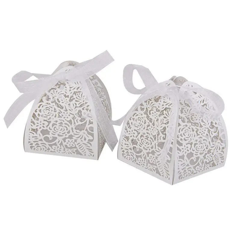 

Promotion! Lot of 25pcs Candy Box Bonbonniere Pattern Ajoure LED Candle Lampshade for Bapteme Wedding - White