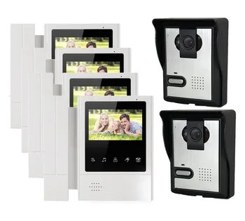 

XINSILU Home security intercom system doorbell 4-wired night vision 4X4.3" high resolution video door phone monitor+2 HD cameras