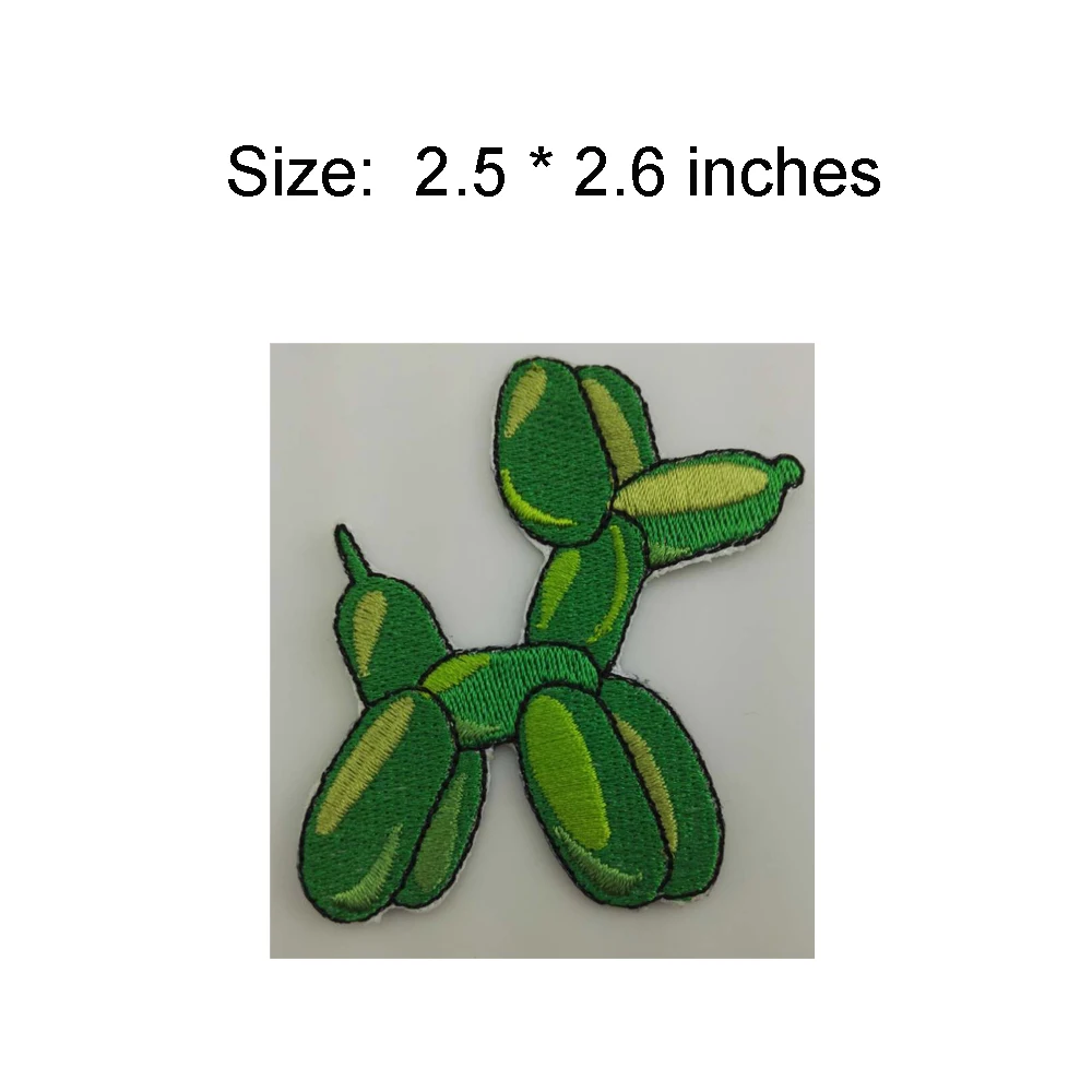 

Embroidery green dog patch 2.6"high embroidery for lucky/open the mouth/cute pet