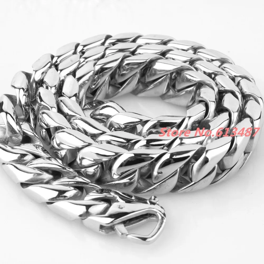 

Hot Selling Silver Polished Heavy 7"-40" 15mm Curb Cuban Casting Chain Necklace / Bracelet 316L Stainless Steel Mens Xmas Gift