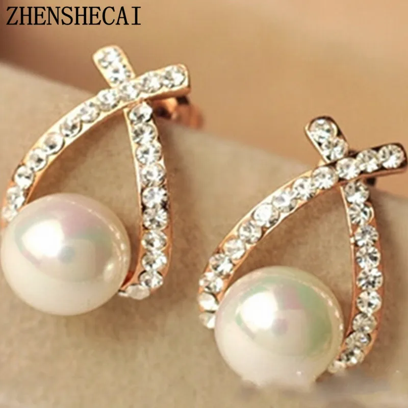 Женские серьги гвоздики с жемчугом золотого цвета|pearl stud earrings|brand earringsstud earrings |