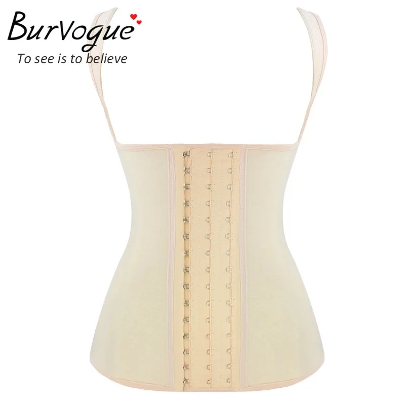 Корсет Burvogue с 4 стальными костями, латексный корсет, жилет для похудения, утягивающий корсет, подгрудное бюстье и корсеты, крепкий корсет, XS-6XL - Цвет: Skin