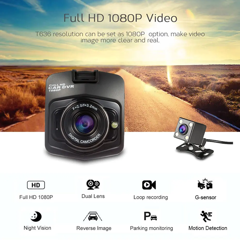  Olysine Original Mini Car DVR Dash Camera Full HD 1080P Dash Cam Dual Lens Video Recorder G-sensor 