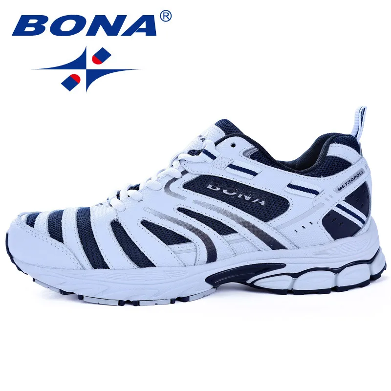 BONA/Новое поступление; стильные мужские кроссовки для бега; прогулочные треккинговые кроссовки; удобная спортивная обувь; светильник; - Цвет: WHITE