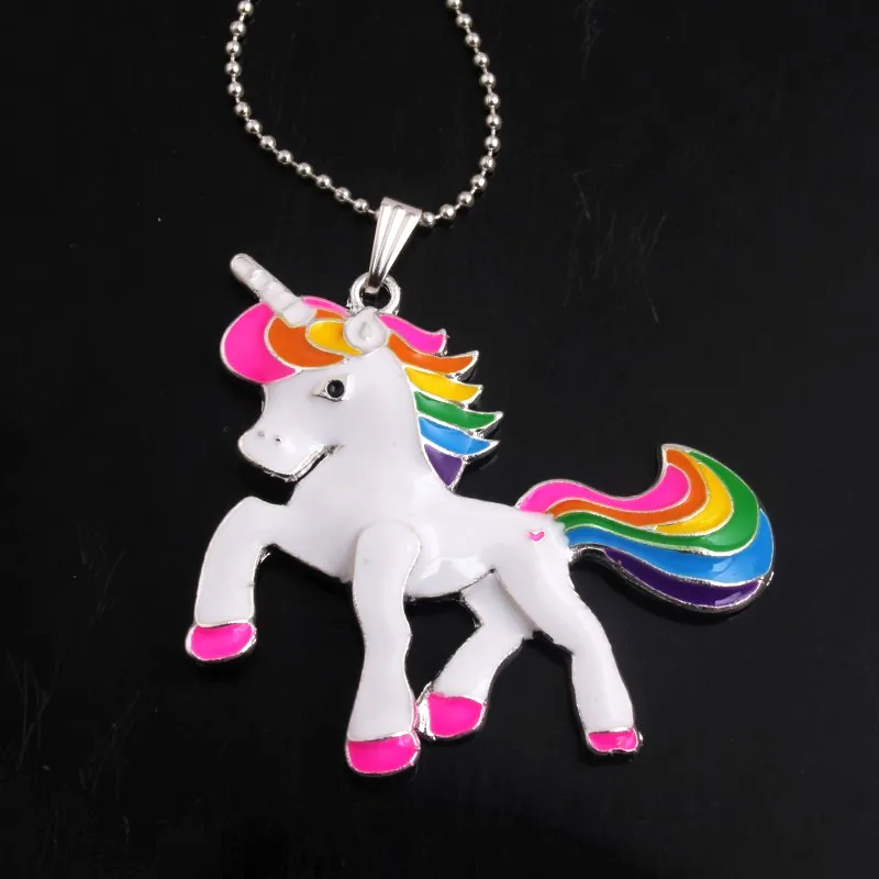 

OYKZA AAA Quality 1pcs Chunky Alloy Enamel Unicorn Pendants Charms Ball Chain Necklace for Women Girls Kids Gift Jewelry
