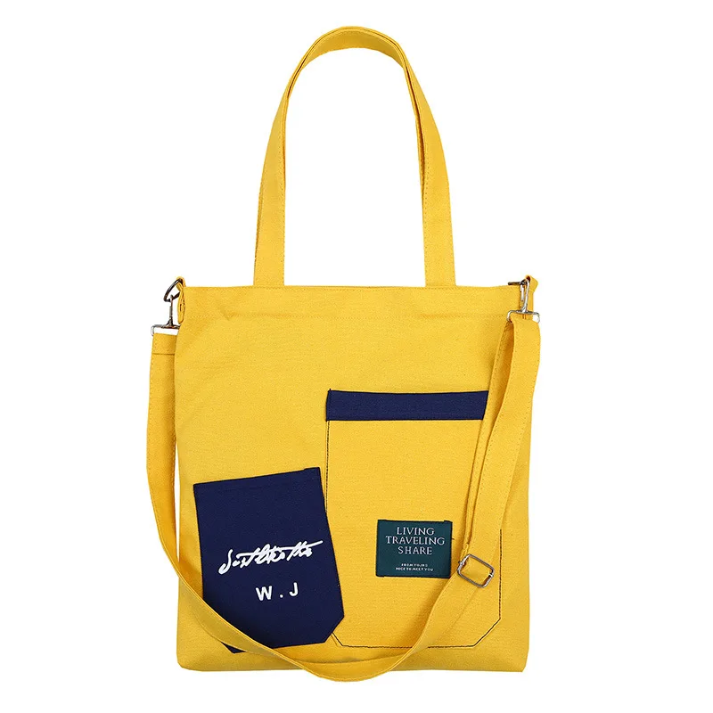 

Korean Women Causal Canvas Bag Multi-function Portable Tote Shoulder Shopping Bags Reusable Ladies Female Crossbody Canvas Pack