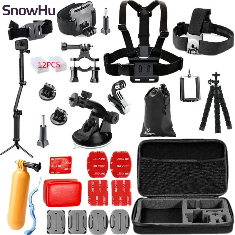 Аксессуары snowhu для GoPro, набор для крепления на грудь и голову, ремешок для крепления на запястье, для Go pro Hero 8, 7, 6, 5, 4, XiaomiYi, SJCAM, камера GS26