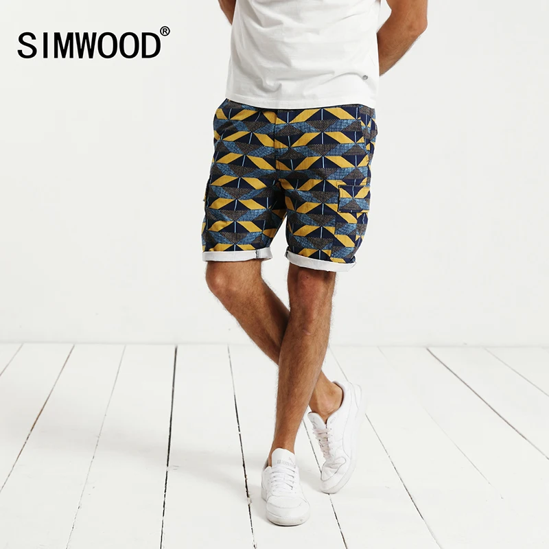 SIMWOOD 2019 Новые Летние повседневные шорты для мужчин 100% натуральный хлопок брендовая одежда брюки карго печати Slim Fit плюс размеры XD017026