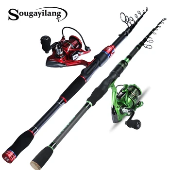 

Sougayilang 1.8m 2.1m Spinning Fishing Rod Combo Telescopic Fishing Rod and 5.5:1 Fishing Reel Travel Fishing Rod Pesca