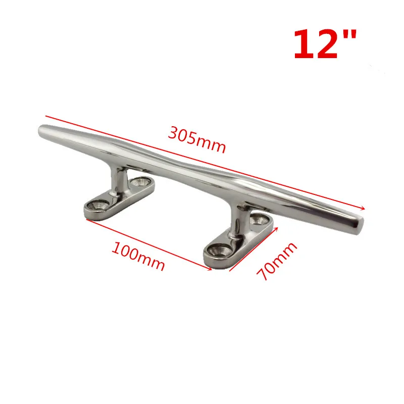 

Stainless Steel 316 Marine Boat Hardware Sleek Slimline Bar Cleat Open Base Stud Mount