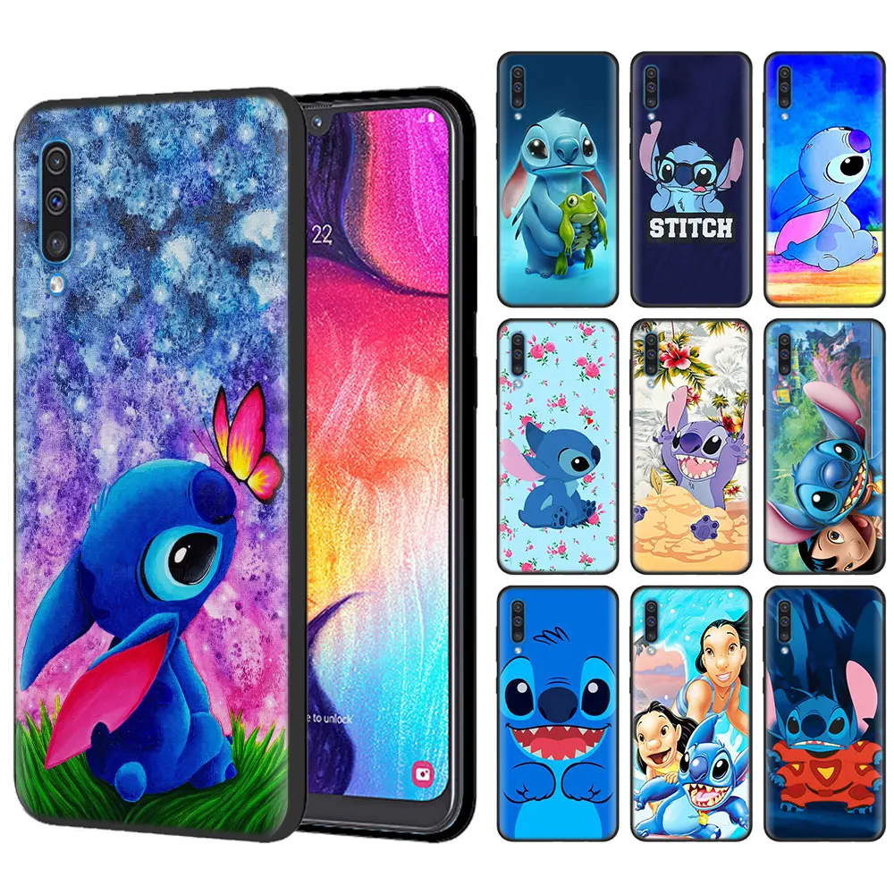 

Cute Lilo Stitch Black Silicone Cases for Samsung Galaxy A10 A30 A50 A6 A7 A8+ A9 2018 M20 M30 S10 Plus S10e Case