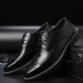 

big size men casual business office formal dress soft leather bullock shoes gentleman carving brogue shoe chaussure homme zapato