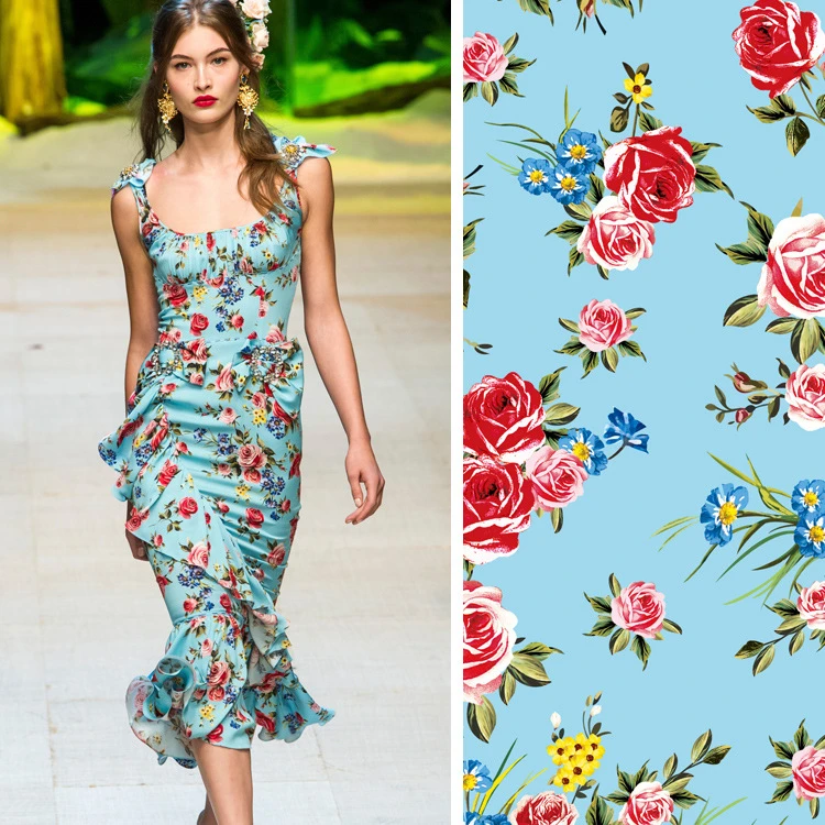 Telas personalizadas a principios primavera, campo de exhibición de Nueva Europa y Estados Unidos con el mismo párrafo, tela estampada para vestido de mujer|Tela| - AliExpress