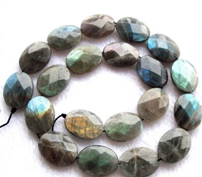 

FREE SHIPPING>>>@@ N712 Natural Labradorite Faceted Flat Oval Beads 15x20mm 15" 5.2
