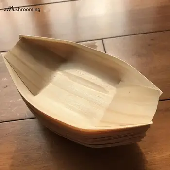 

2000 pieces Restaurant Boat Wood disposable Sushi Boats Wood Tray Sushi Tools Food Tray Wedding Party Fruit Tray 6"