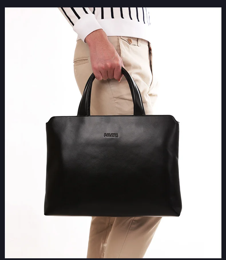 P. Kuone 100% коровьей мужчины подлинной кожаные сумочки деловой человек Портфели Мужская плеча сумки мужские портфели для ноутбуков