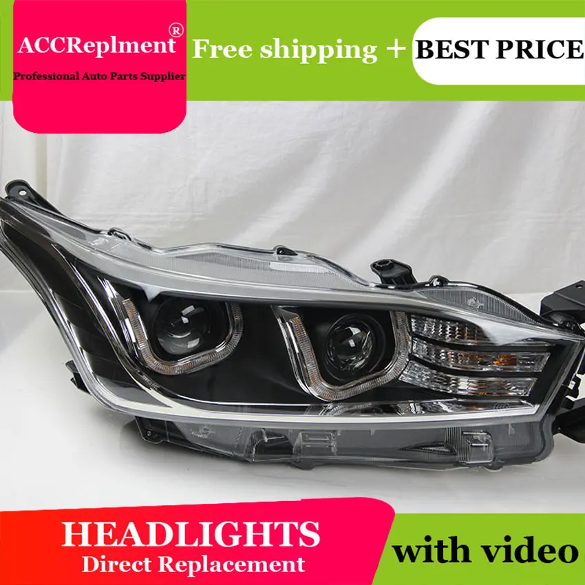 Авто освещение стиль светодиодный фонарь для Toyota YARiS L фары 2014 2016 двойной U drl H7 hid Bi