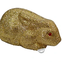 laiSC Goden Lovely rabbit evening bag designer bling bag sparkly Luxury crystal animal clutch bag lady diamond party purse SC167