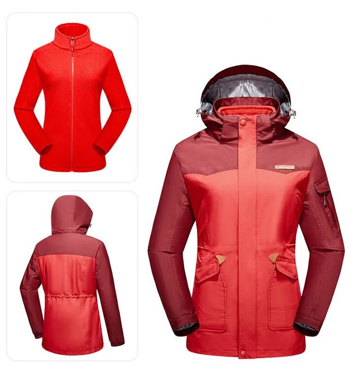

Winter Women 3 In 1 Keep Warm Hiking Jackets Outdoor Sport Camping Climbing Skiing Waterproof Windproof breathable Windbreaker