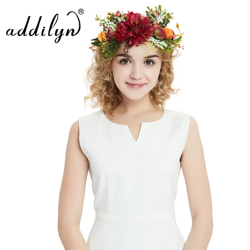 

Women Flowers Wreath bridal flower Crown headband Girls Party Flower hairband korean hair accessories adjustable Floral garlands