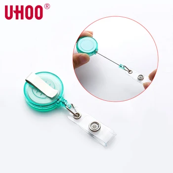 

12 Pcs/pack UHOO 6706 Candy Color Badge Reel Retractable Badge Clips for ID Card Name Badge Office Supplies Wholesale