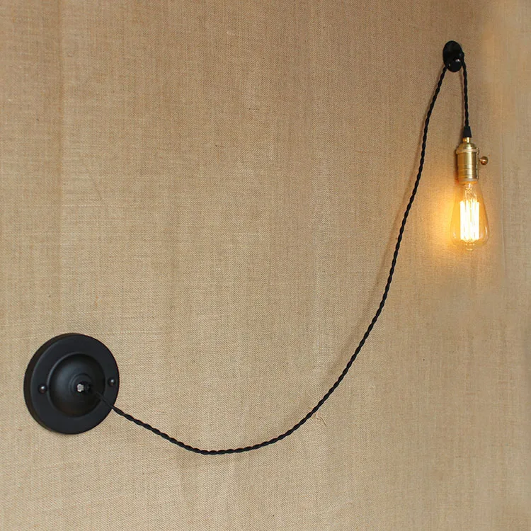 

Retro Vintage Loft Wall Lamp DIY long Wire Wall Lights corridor balcony mini  Industrial Wall Sconce luminaire Light Fixtures