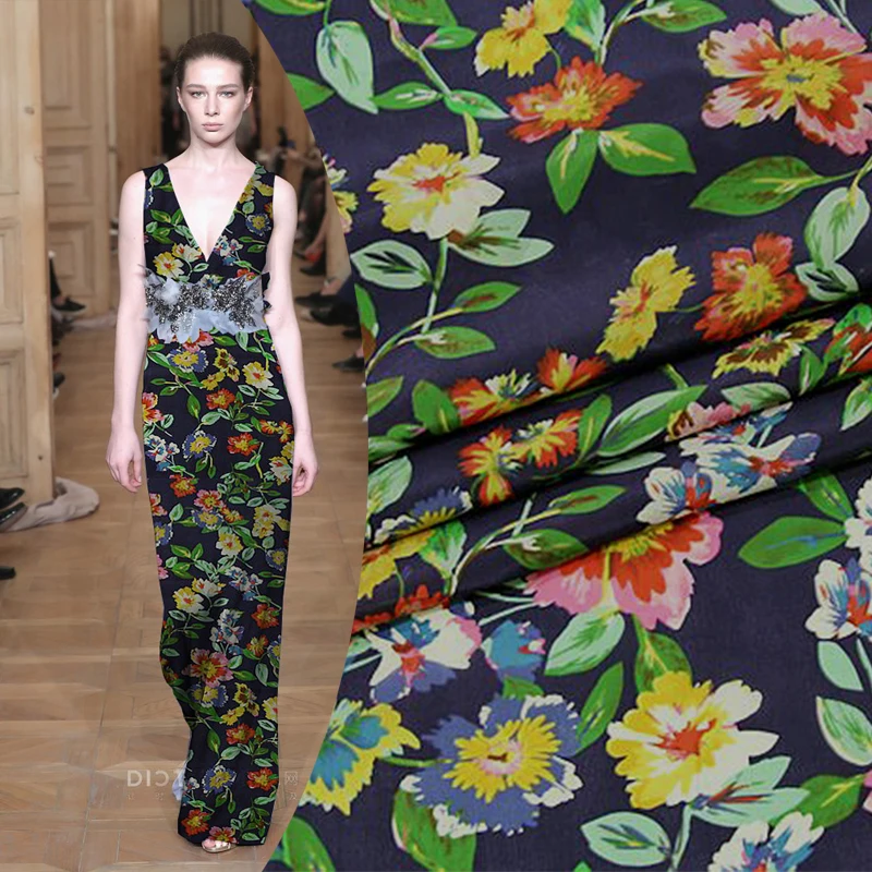 

114cm high-end new print crepe de chine silk fabric 12mm soft shirt dress silk fabric wholesale silk cloth