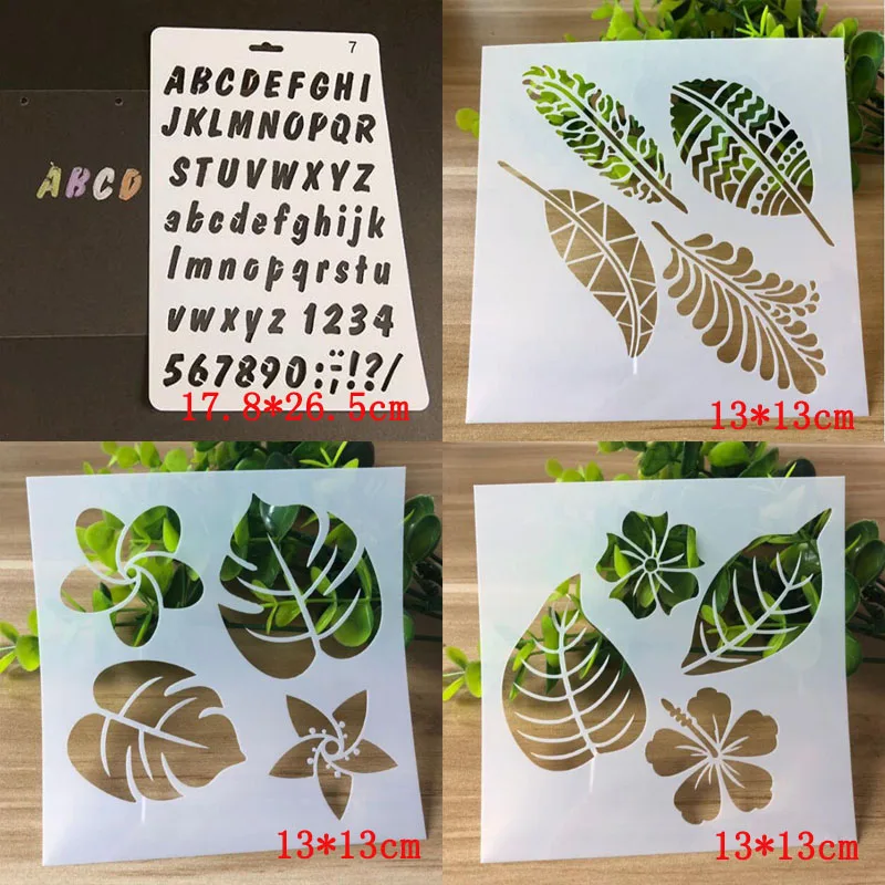 

4pcs Templates Letters Numbers Stencil Bullet Journal Spray Pattern Templates Stencils For Scrapbooking Stencil Painting Leaves