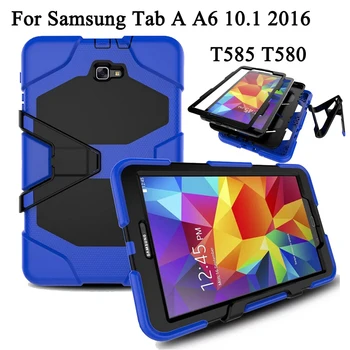 

Amor Heavy Duty case For Samsung Galaxy Tab A A6 10.1 2016 T580 T585 Tablet case Soft Silicone +PC Back Cover Kickstand Case