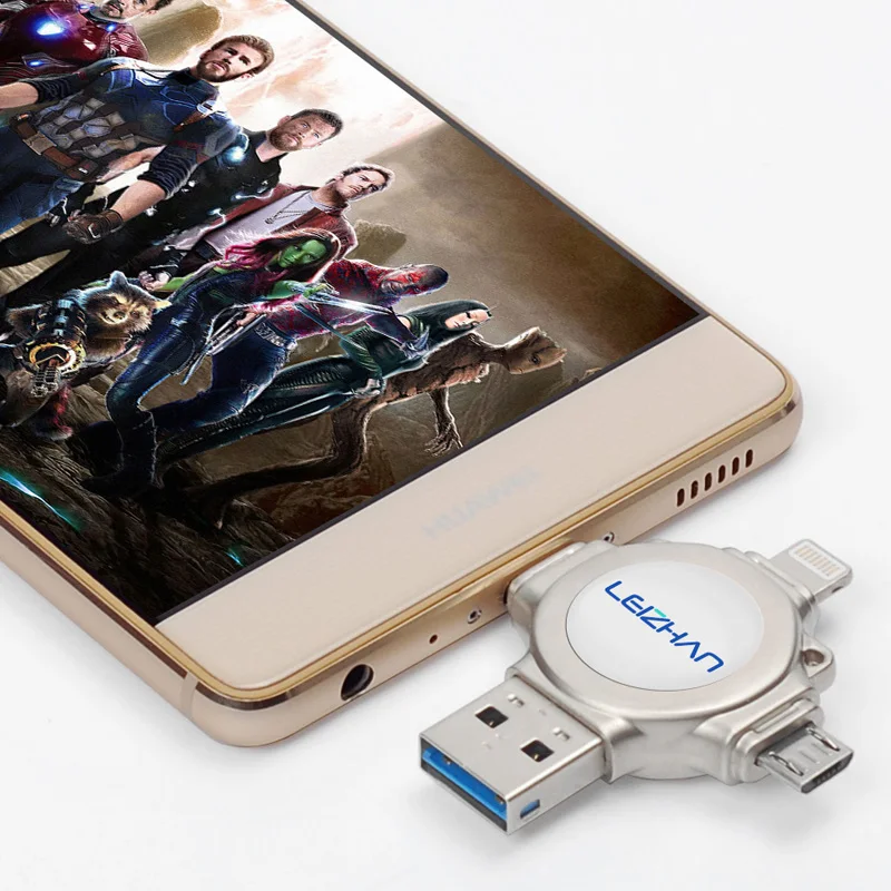 LEIZHAN флэш накопитель для iphone Lightning Фотобарабан USB 3 0 128 ГБ флеш TYPE C Флешка 64 32 16