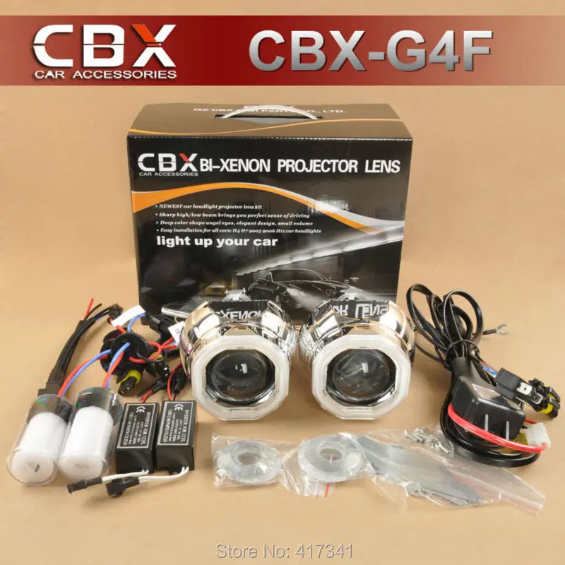 CBX G4F CCFL H4 H7 2.5 inches Mini HID Bi xenon Projector Lens, Xenon Bulb, CCFL Angel Eye Halo for Car Headlight Retrofit Kit