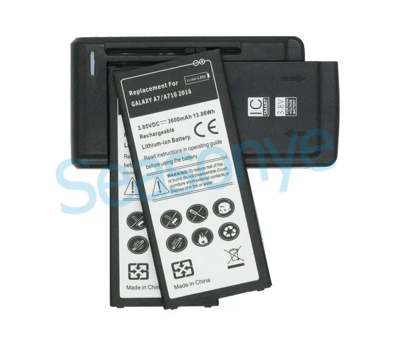 2x 3600mAh 13.86Wh EB-BA710ABE Replacement Battery + Universal Charger For Samsung Galaxy A7 2016 Edition A710 A710F A7100 A7109 | Мобильные