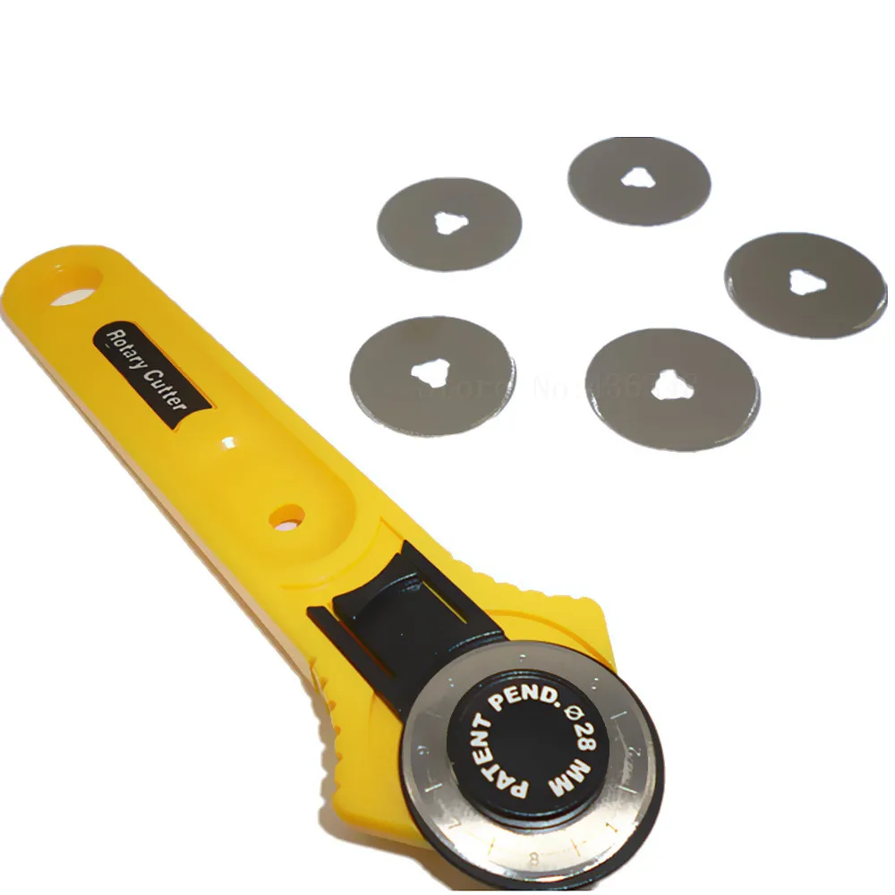 

28mm Rotary Cutter With 5pcs Rotary Cutter Refill Blades Sewing Quilting Craft Tool Cutting Fabric Paper Vinyl Patchwork Leather