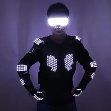 Новое поступление модный светодиодный светильник-броня куртки костюм перчатки очки светодиодный наряд Одежда светодиодный костюм для светодиодные костюмы роботов